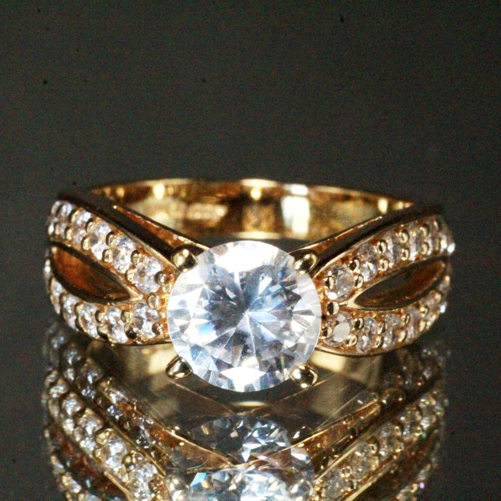 Sterling Silver New Mint QVC CZ Vermeil Ring